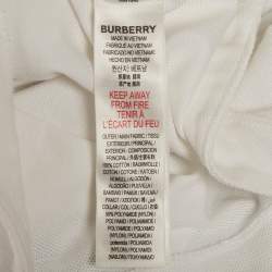 Pre Owned Burberry Kids White Logo Print Cotton Pique Dress 18M