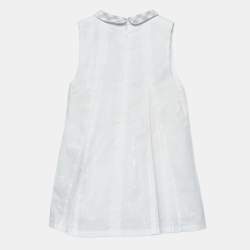 Pre Owned Burberry Kids White Cotton Pleated Mini Dress 12M