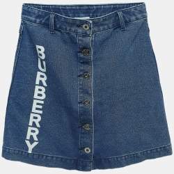 Burberry Blue Logo Print Denim Skirt (12 Yrs)