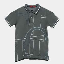 CH Carolina Herrera Kids Grey Logo Print Cotton Pique Polo T-Shirt 6 Yrs