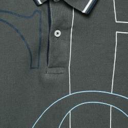 CH Carolina Herrera Kids Grey Logo Print Cotton Pique Polo T-Shirt 6 Yrs