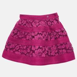 CH Carolina Herrera Kids Pink Floral Lace Mini Skirt 4 Yrs