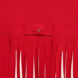 Pre Owned CH Carolina Herrera Kids Red Stretch Knit Pleated Dress 10 Yrs