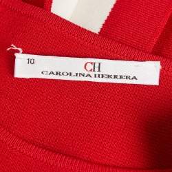 Pre Owned CH Carolina Herrera Kids Red Stretch Knit Pleated Dress 10 Yrs