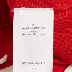 Pre Owned CH Carolina Herrera Kids Red Stretch Knit Pleated Dress 10 Yrs