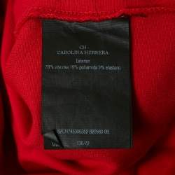 Pre Owned CH Carolina Herrera Red Logo Applique Jersey Pleated Dress 8Yrs