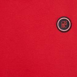 Pre Owned CH Carolina Herrera Red Logo Applique Jersey Pleated Dress 8Yrs