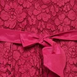 Pre Owned فستان سي أتش كارولينا هيريرا دانتيل مورّد مَجنتا بِحزام 10 سنوات