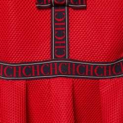 مملوكة مسبقًا فستان سي أتش كارولينا هيريرا أطفال قماش شبكي أحمر بتفاصيل ربطة 12 سنة