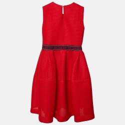 مملوكة مسبقًا فستان سي أتش كارولينا هيريرا أطفال قماش شبكي أحمر بتفاصيل ربطة 12 سنة