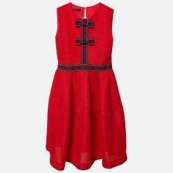 مملوكة مسبقًا CH Carolina Herrera Kids Red Mesh Bow Detail Dress 12 Yrs 