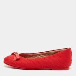 Pre Owned CH Carolina Herrera Size 27 Red Satin Bow Ballet Flats 
