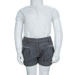 Chloe Grey Textured Cotton Shorts 18 Months