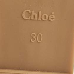 Pre Owned Chloé White/Brown Printed Fabric Woody Espadrille Flats Size 30 (kids)