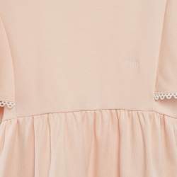Chloé Kids Pink Guipure Lace Trim Cotton Jersey Dress 6 Yrs 