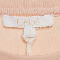 Chloé Kids Pink Guipure Lace Trim Cotton Jersey Dress 6 Yrs 