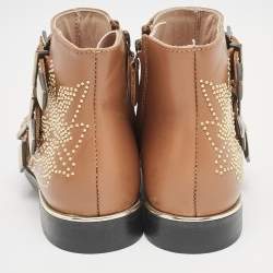Chloe Brown Leather Susanna Studded Ankle Boots Size 31