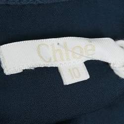 Chloe Blue Crepe Ruffled Lace Overlay Detail Dress 10 Yrs