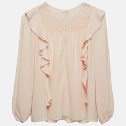 Chloe Kids Pink Lace Trim Gauze Ruffled Trim Blouse 10 Yrs 