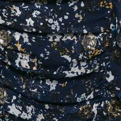 مملوكة مسبقًا فستان كلوي أزرق كحلي مزين بالزهور فيل كوبيه بمزيج من الحرير مزموم 12 سنة