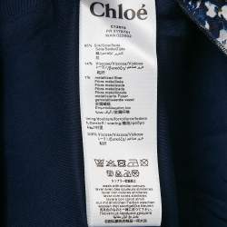 مملوكة مسبقًا فستان كلوي أزرق كحلي مزين بالزهور فيل كوبيه بمزيج من الحرير مزموم 12 سنة