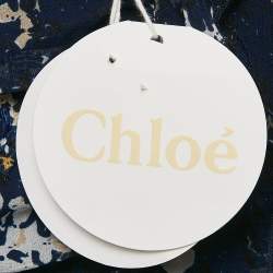 مملوكة مسبقًا فستان كلوي أزرق كحلي مزين بالزهور فيل كوبيه بمزيج من الحرير مزموم 12 سنة