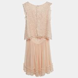 مملوكة مسبقًا Chloe Light Orange Sequin Detail Silk Cut-Out Dress 12 Yrs