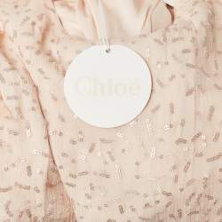 مملوكة مسبقًا Chloe Light Orange Sequin Detail Silk Cut-Out Dress 12 Yrs