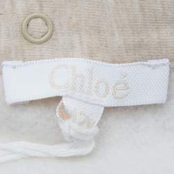 Chloe Kids Beige Lace Trim Collar Cotton Top and Pants Set 12M