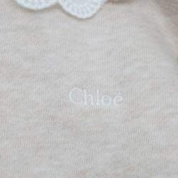 Chloe Kids Beige Lace Trim Collar Cotton Top and Pants Set 12M
