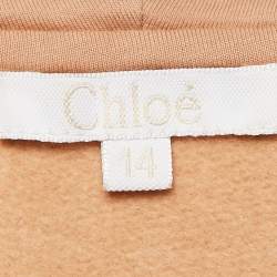 Chloe Kids Caramel Brown Logo Embroidery Cotton Hooded Sweatshirt 14 Yrs 