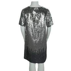 Pre Owned Chloe Silver Ombré All Over Sequin Embellished Short Sleeve Dress 10 Yrs