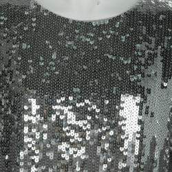 Pre Owned Chloe Silver Ombré All Over Sequin Embellished Short Sleeve Dress 10 Yrs