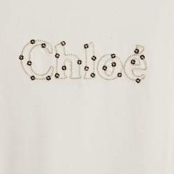 Pre Owned Chloe Kids White Logo Sequin Tank Top 12 Yrs