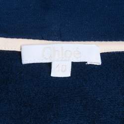 Pre Owned Chloe Kids Navy Blue Cotton Blend Logo Band Sweatshirt & Jogger Set 10/12Yrs