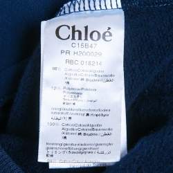 Pre Owned Chloe Kids Navy Blue Cotton Blend Logo Band Sweatshirt & Jogger Set 10/12Yrs