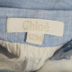 مملوكة مسبقًا Chloe Kids Blue Embroidered Linen Romper 12M