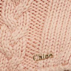 Pre Owned Chloé Kids Pink Cable Knit Hooded Sweater 6M