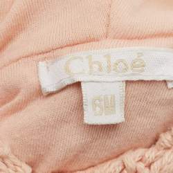 Pre Owned Chloé Kids Pink Cable Knit Hooded Sweater 6M
