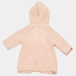 Pre Owned Chloé Kids Pink Cable Knit Hooded Sweater 6M