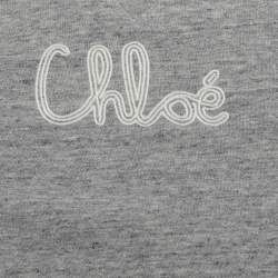Pre Owned Chloe Kids Grey Logo Embroidered Cotton Sweatpants Set 6 Yrs