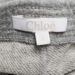 Pre Owned Chloe Kids Grey Logo Embroidered Cotton Sweatpants Set 6 Yrs