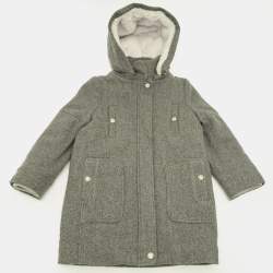 Pre Owned Chloé Kids Grey Wool Hooded Coat 6 Yrs 