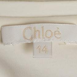 Pre Owned Chloe White Logo Cutout Detail Cotton Knit Top 14 Years