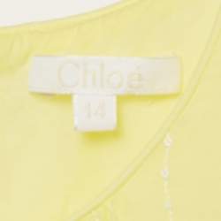 Pre Owned فســتان كــلوي أطــفال قطــن مطـرز زهـري أصفر 14 سـنة