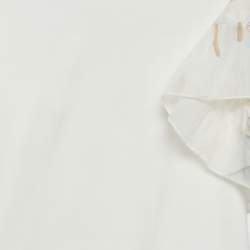 Pre Owned طقم بلوزة وتنورة  كلوي أطفال أبيض بطبعة شجرة النخيل قطن بكشكش 10 سنوات