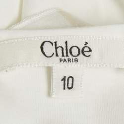 Pre Owned طقم بلوزة وتنورة كلوي أطفال أبيض بطبعة شجرة النخيل قطن بكشكش 10 سنوات