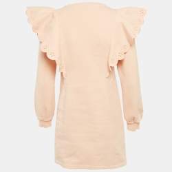 Pre Owned Chloé Kids Pink Cotton Fleece Ruffled Dress 14Yrs