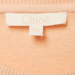 Pre Owned Chloé Kids Pink Cotton Fleece Ruffled Dress 14Yrs