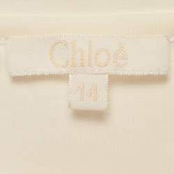 مملوكة مسبقًا Chloe White Logo Cutout Detail Cotton Knit Top 14 Years